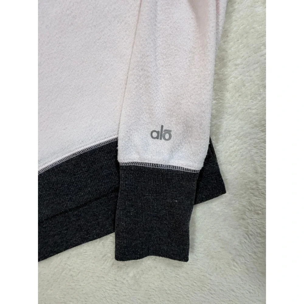 RARE Alo Yoga Double Take Raglan Sweatshirt Size M 2015 Two-Tone Pink Grey